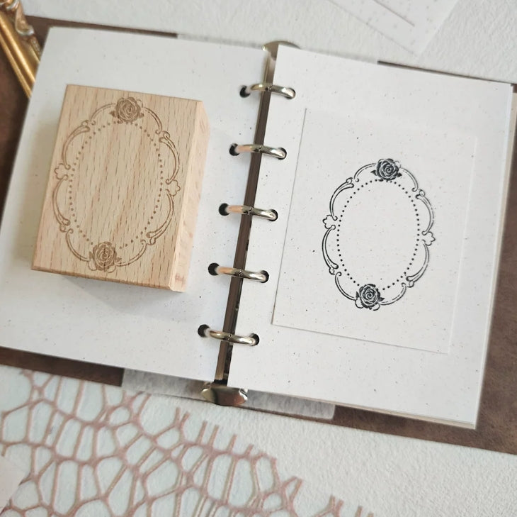 Roses Background and Frame Wooden Rubber Stamp