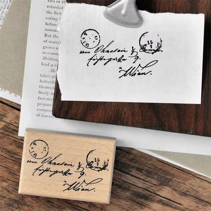 Vintage Botanical & Postmark Wooden Stamps