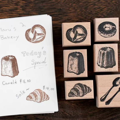 Vintage Bread & Sweet Treats Wooden Stamps
