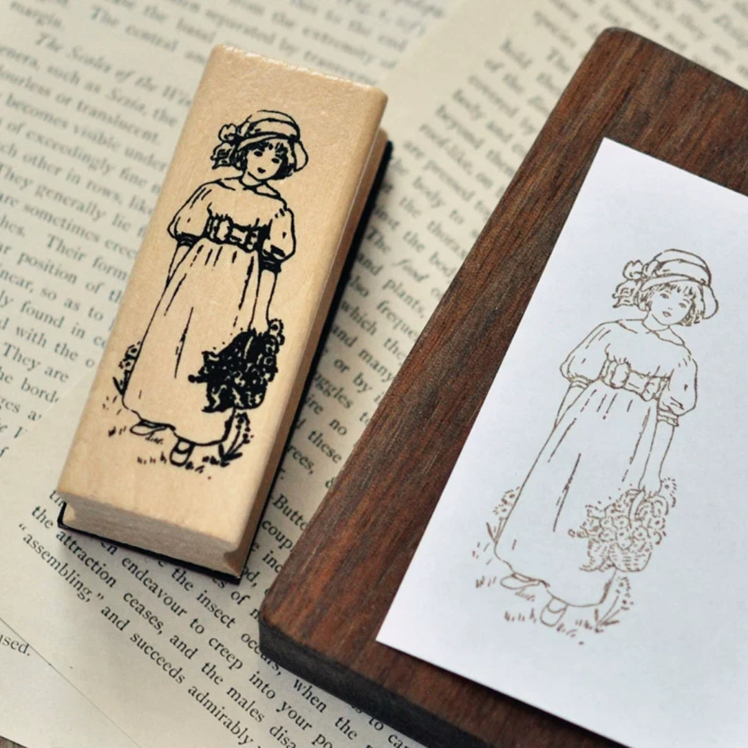 Vintage Girl, Botanical Hand Script, Bbooks, Laboratory instruments Stamps