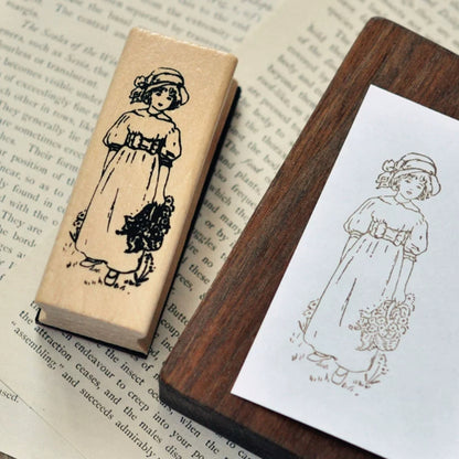 Vintage Girl, Botanical Hand Script, Bbooks, Laboratory instruments Stamps