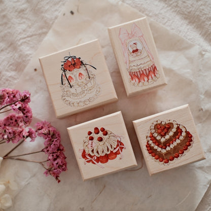 Birthday Cake Wooden Rubber Stamps