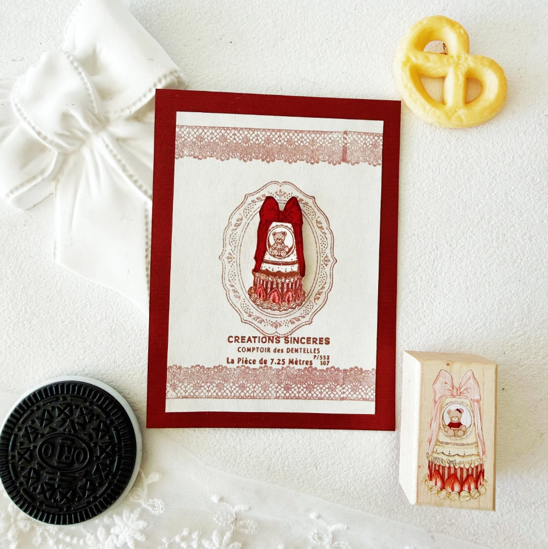 Birthday Cake Wooden Rubber Stamps