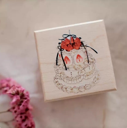 Birthday Cake Wooden Rubber Stamps