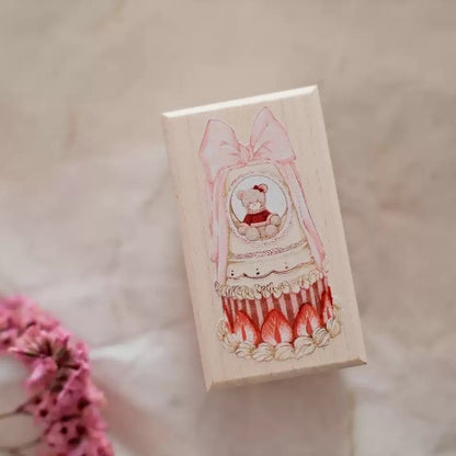 Birthday Cake Wooden Rubber Stamps