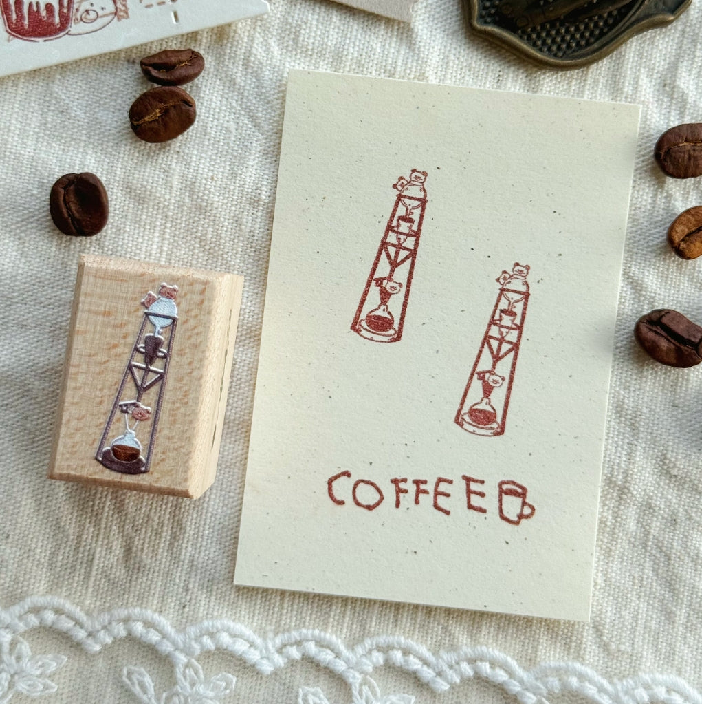 Bear Energy Coffee Wooden Rubber Stamp Set