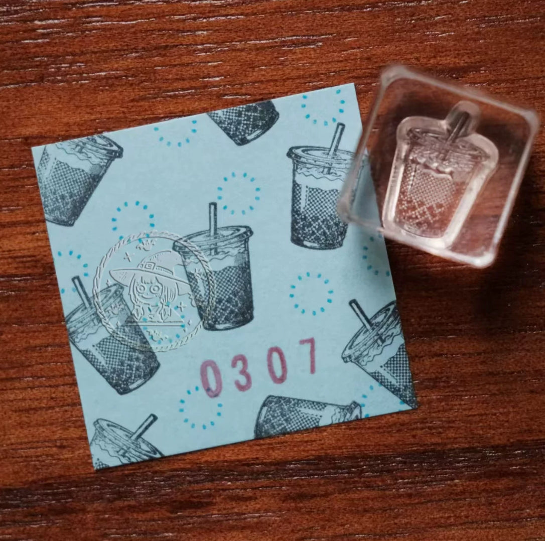 Vintage Chips & Drink Acrylic Rubber Stamp Set