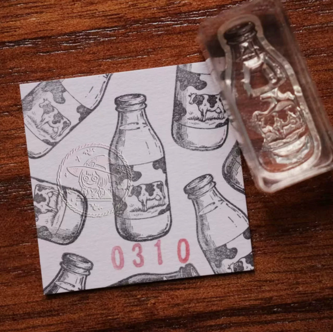Vintage Chips & Drink Acrylic Rubber Stamp Set