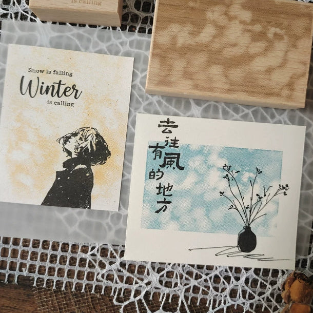 Four Seasons Nature Wooden Rubber Stamps
