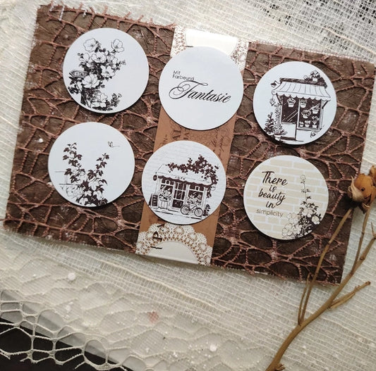 Blossom & Cottage Wooden Rubber Stamps