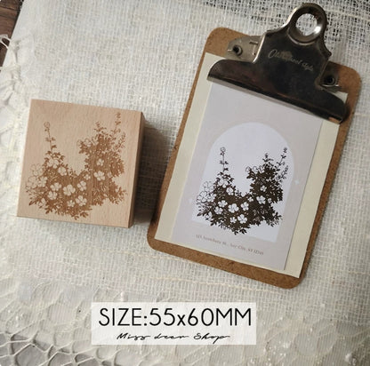 Blossom & Cottage Wooden Rubber Stamps