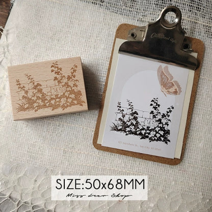 Blossom & Cottage Wooden Rubber Stamps