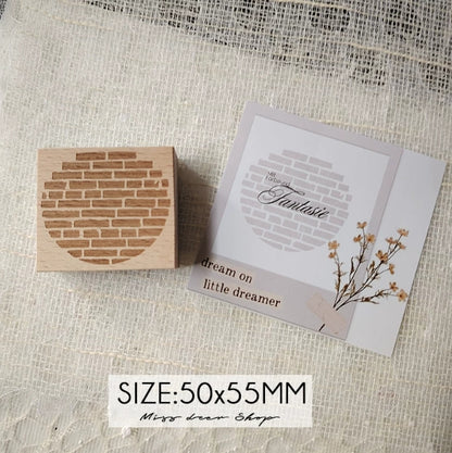 Blossom & Cottage Wooden Rubber Stamps
