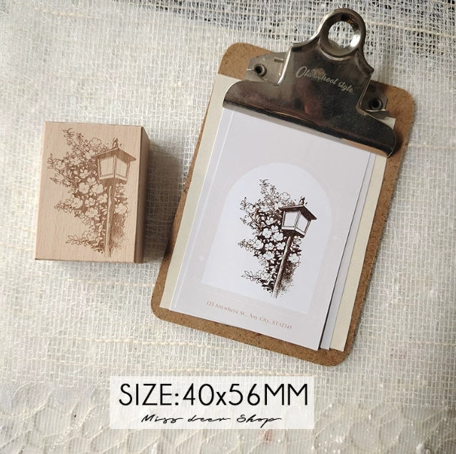 Blossom & Cottage Wooden Rubber Stamps
