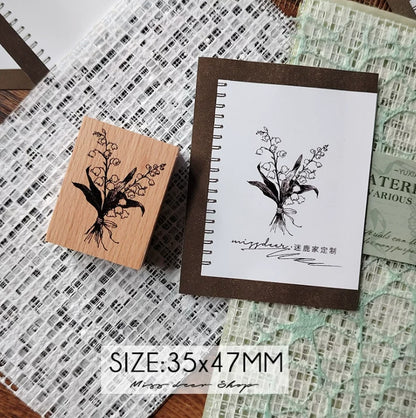 Botanical Floral Wooden Rubber Stamps