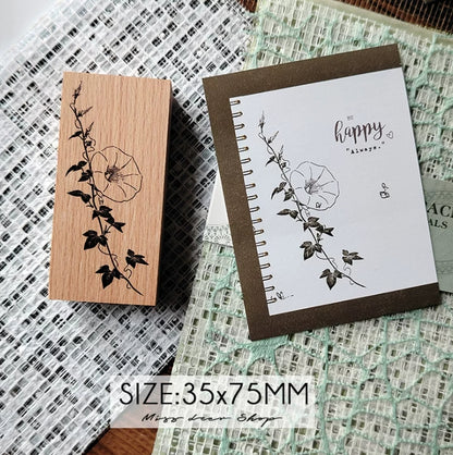 Botanical Floral Wooden Rubber Stamps
