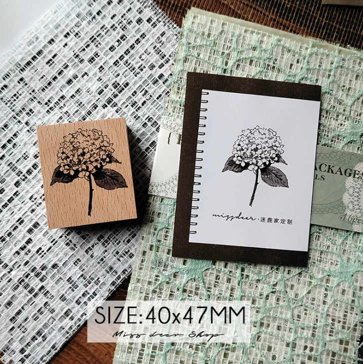 Botanical Floral Wooden Rubber Stamps