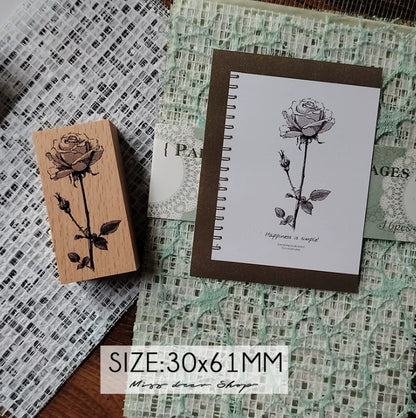 Botanical Floral Wooden Rubber Stamps