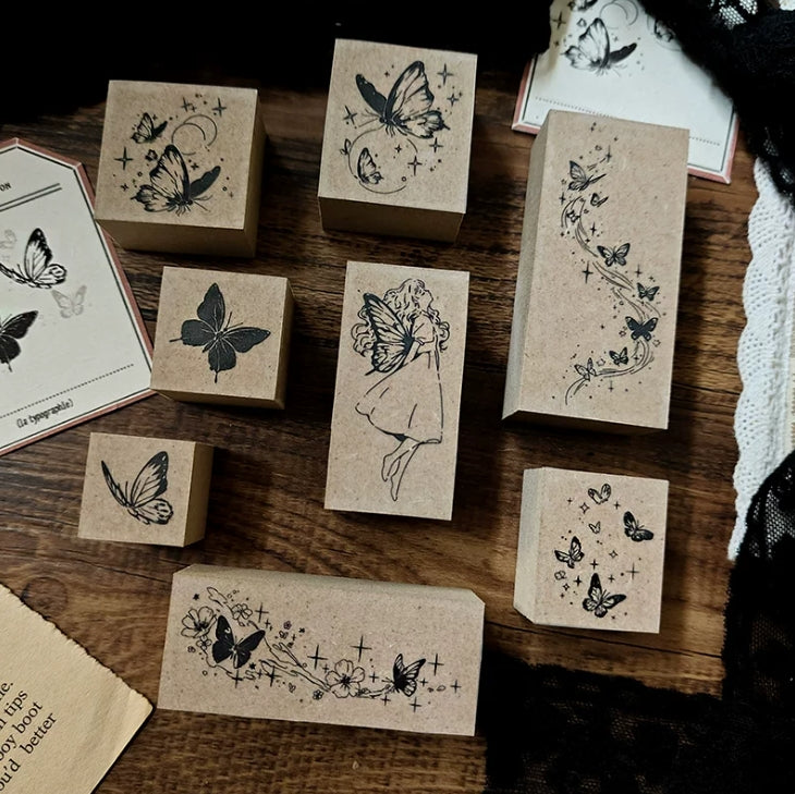 Fairy & Butterfly Wooden Rubber Stamps