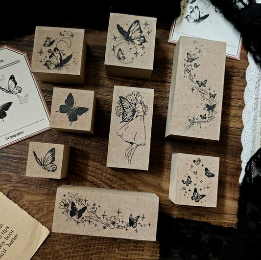 Fairy & Butterfly Wooden Rubber Stamps