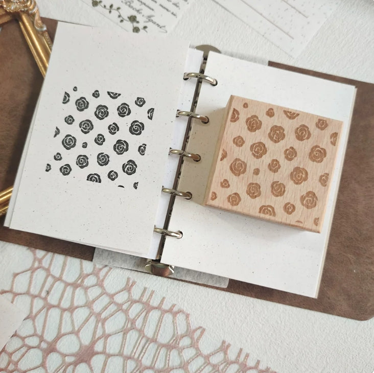 Roses Background and Frame Wooden Rubber Stamp