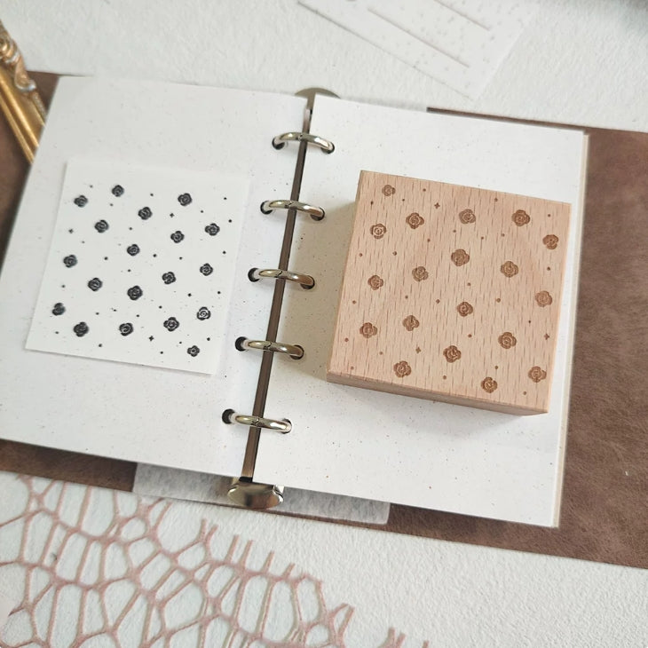 Roses Background and Frame Wooden Rubber Stamp