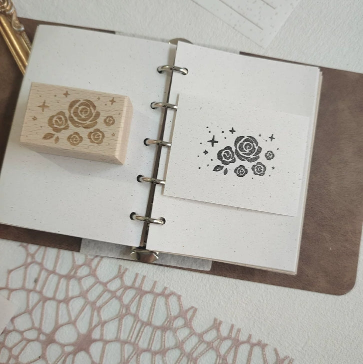 Roses Background and Frame Wooden Rubber Stamp