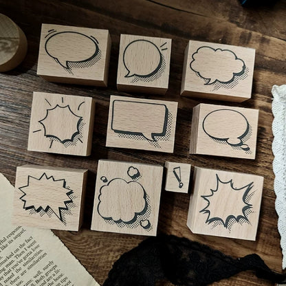 Comic Speech Bubble Wooden Rubber Stamps