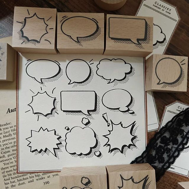 Comic Speech Bubble Wooden Rubber Stamps