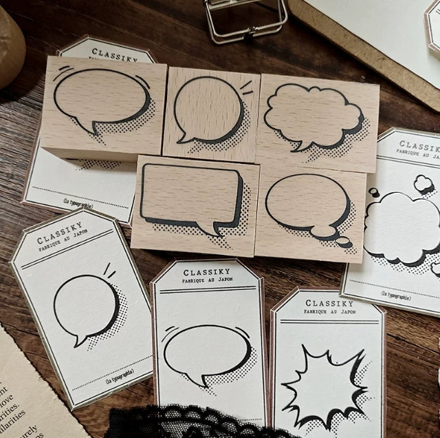 Comic Speech Bubble Wooden Rubber Stamps